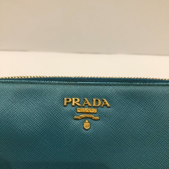 Prada Blue Zip Around Long Wallet Sku#84136 (Gently used) - Picture 9 of 15